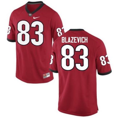 Men Georgia Bulldogs #83 Jeb Blazevich College Football Jerseys-Red