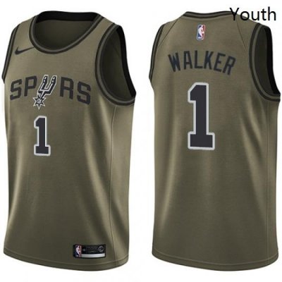 Youth Nike San Antonio Spurs 1 Lonnie Walker Swingman Green Salute to Service NBA Jersey