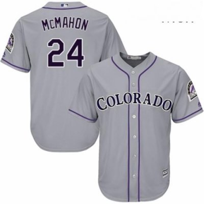 Mens Majestic Colorado Rockies 24 Ryan McMahon Replica Grey Road Cool Base MLB Jersey