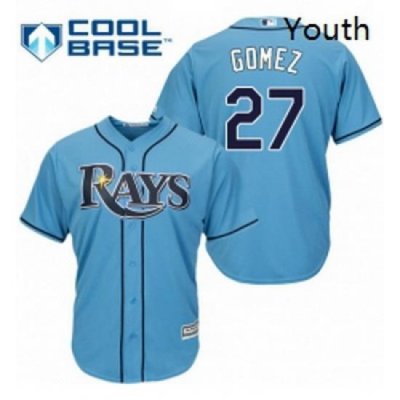 Youth Majestic Tampa Bay Rays 27 Carlos Gomez Replica Light Blue Alternate 2 Cool Base MLB Jersey