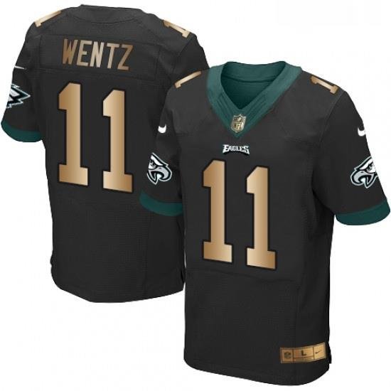 Mens Nike Philadelphia Eagles 11 Carson Wentz Elite BlackGold Alternate NFL Jersey