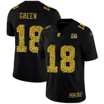 Cincinnati Bengals 18 A J  Green Men Nike Leopard Print Fashion Vapor Limited NFL Jersey Black