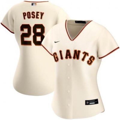 San Francisco NeW York Giants 28 Buster Posey Nike Women Home 2020 MLB Player Jersey Cream