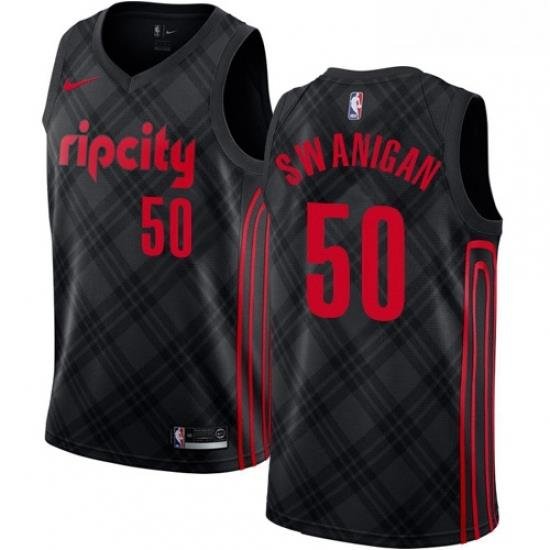 Youth Nike Portland Trail Blazers 50 Caleb Swanigan Swingman Black NBA Jersey City Edition