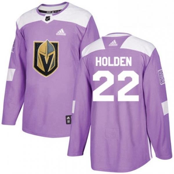 Youth Adidas Vegas Golden Knights 22 Nick Holden Authentic Purple Fights Cancer Practice NHL Jersey