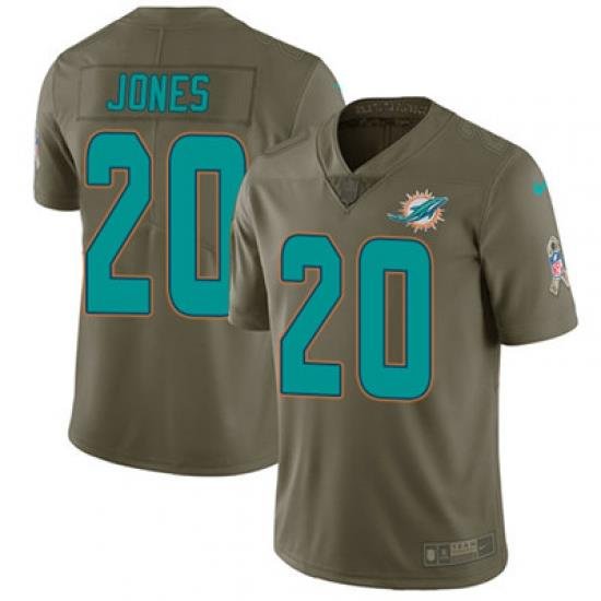 Youth Nike Dolphins #20 Reshad Jones Olive Stitched NFL Limited 2017 Salute to Service Jersey