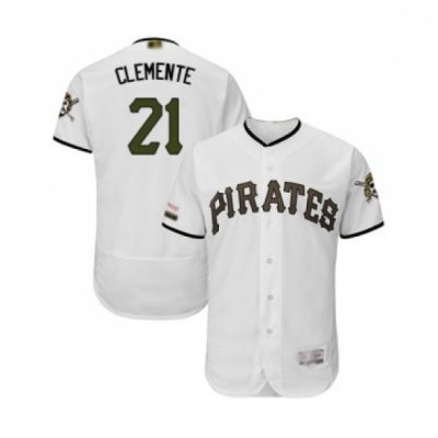 Mens Pittsburgh Pirates 21 Roberto Clemente White Alternate Authentic Collection Flex Base Baseball Jersey