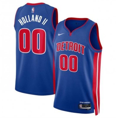 Men Detroit Pistons 00 Ron Holland II Blue 2024 Icon Edition Stitched Jersey