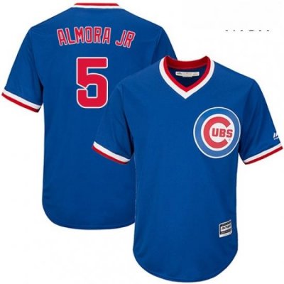 Mens Majestic Chicago Cubs 5 Albert Almora Jr Replica Royal Blue Cooperstown Cool Base MLB Jersey