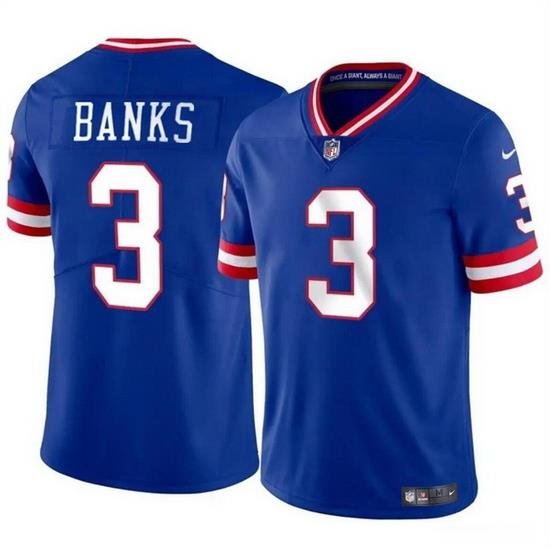 Men New York Giants 3 Deonte Banks Royal Throwback Vapor Untouchable Limited Stitched Jersey