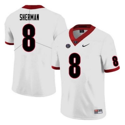 Men #8 MJ Sherman Georgia Bulldogs College Football Jerseys Sale-White