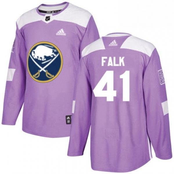 Mens Adidas Buffalo Sabres 41 Justin Falk Authentic Purple Fights Cancer Practice NHL Jersey