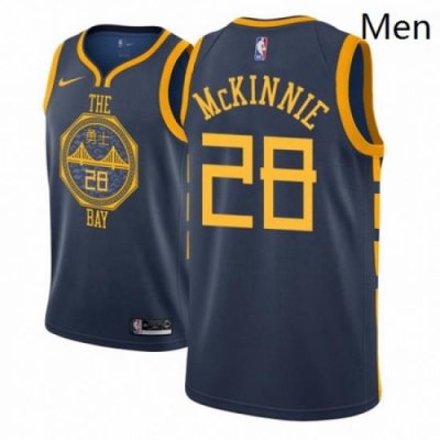 Men NBA 2018 19 Golden State Warriors 28 Alfonzo McKinnie City Edition Navy Jersey