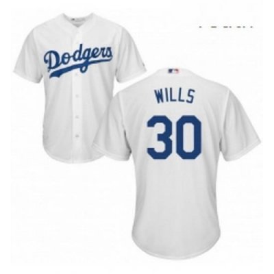 Youth Majestic Los Angeles Dodgers 30 Maury Wills Authentic White Home Cool Base MLB Jersey