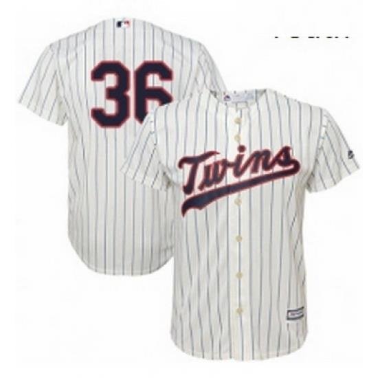 Youth Majestic Minnesota Twins 36 Robbie Grossman Authentic Cream Alternate Cool Base MLB Jersey