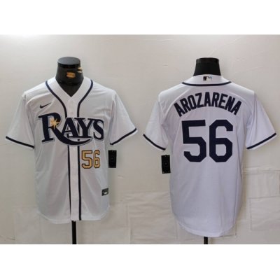 Men Tampa Bay Rays 56 Randy Arozarena White Cool Base Stitched Baseball Jersey 3