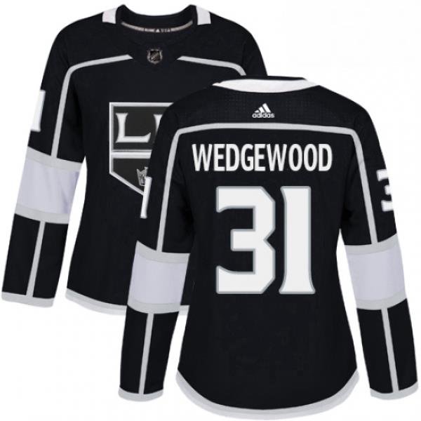 Womens Adidas Los Angeles Kings 31 Scott Wedgewood Authentic Black Home NHL Jersey