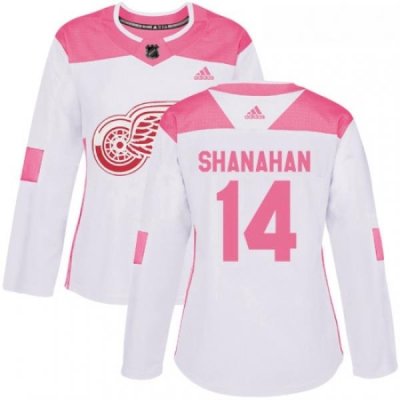 Womens Adidas Detroit Red Wings 14 Brendan Shanahan Authentic WhitePink Fashion NHL Jersey