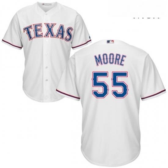 Mens Majestic Texas Rangers 55 Matt Moore Replica White Home Cool Base MLB Jersey