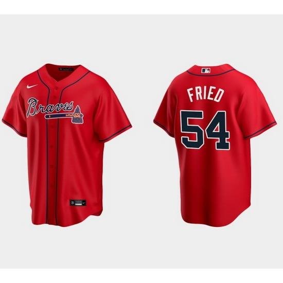 Men Atlanta Braves 54 Max Fried Red Cool Base Stitched Baseball jersey