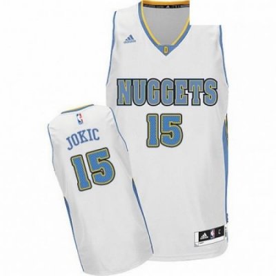 Mens Adidas Denver Nuggets 15 Nikola Jokic Swingman White Home NBA Jersey