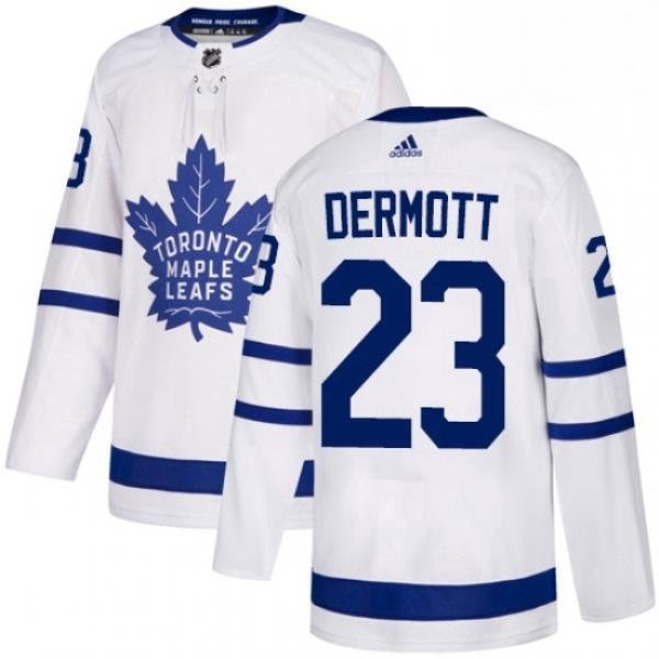 Youth Adidas Toronto Maple Leafs 23 Travis Dermott Authentic White Away NHL Jersey