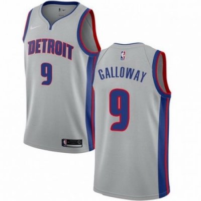 Mens Nike Detroit Pistons 9 Langston Galloway Swingman Silver NBA Jersey Statement Edition