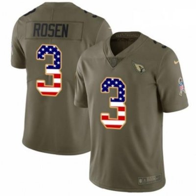 Men Nike Arizona Cardinals 3 Josh Rosen Limited OliveUSA Flag 2017 Salute to Service NFL Jersey