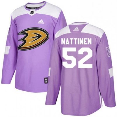 Mens Adidas Anaheim Ducks 52 Julius Nattinen Authentic Purple Fights Cancer Practice NHL Jersey