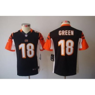 Youth Nike Cincinnati Bengals 18# A.J.Green Black Color[Youth Limited Jerseys]