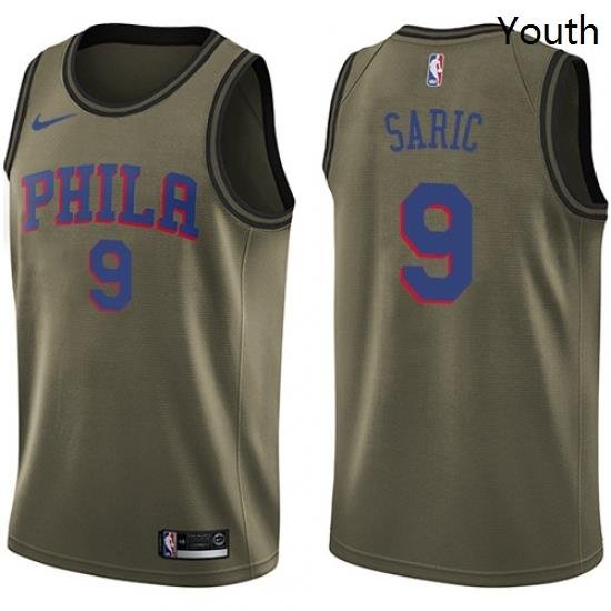 Youth Nike Philadelphia 76ers 9 Dario Saric Swingman Green Salute to Service NBA Jersey