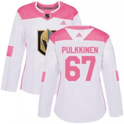 Womens Adidas Vegas Golden Knights 67 Teemu Pulkkinen Authentic WhitePink Fashion NHL Jersey