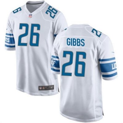 Men Detroit Lions 26 Jahmyr Gibbs White Stitched Game Jersey