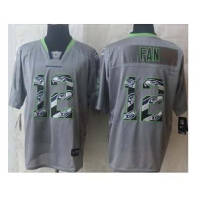 Nike Seattle SeahaWks 12 Fan Grey Elite Lights Out Fashion NFL Jersey