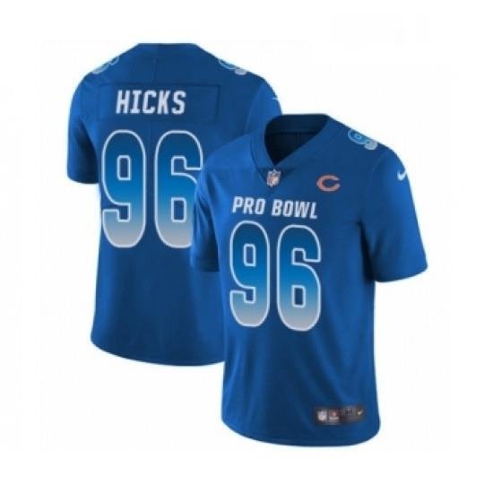 Mens Nike Chicago Bears 96 Akiem Hicks Limited Royal Blue NFC 2019 Pro Bowl NFL Jersey