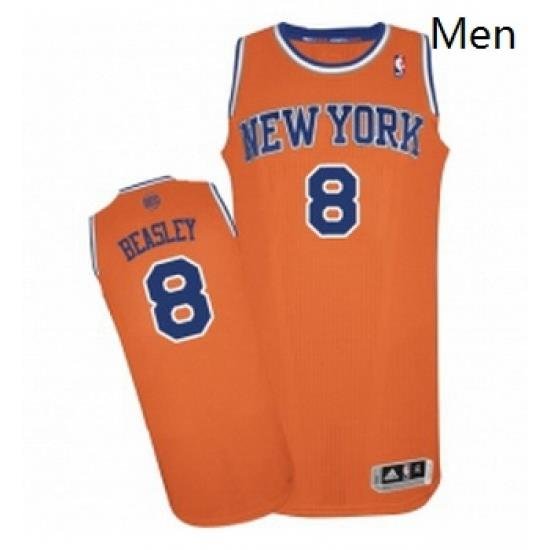 Mens Adidas New York Knicks 8 Michael Beasley Authentic Orange Alternate NBA Jersey