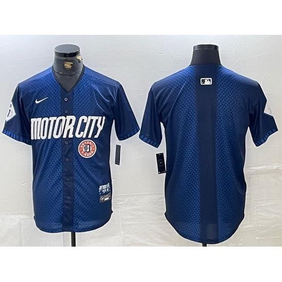 Men Detroit Tigers Team Big Logo 2024 Navy City Connect Cool Base Limited Stitched Jerseys 3