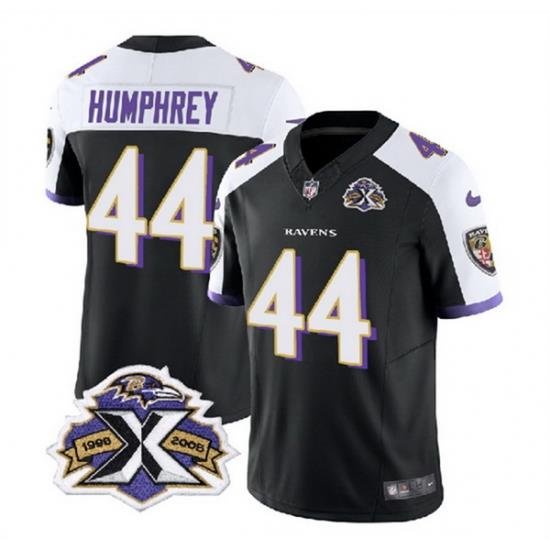 Men Baltimore Ravens 44 Marlon Humphrey Black White 2023 F U S E With Patch Throwback Vapor Limited Jersey