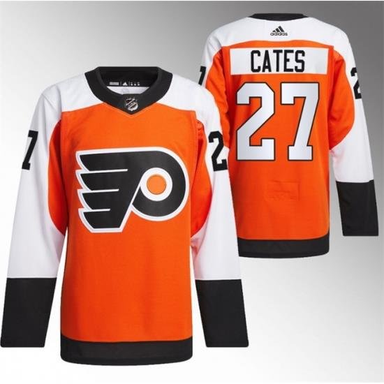 Men Philadelphia Flyers 27 Noah Cates 2023 24 Orange Stitched Jersey