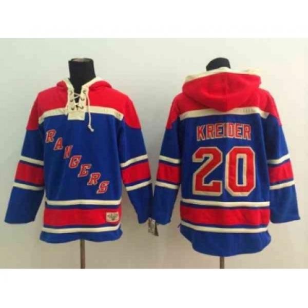 nhl jerseys new york rangers #20 kreider blue[pullover hooded sweatshirt]