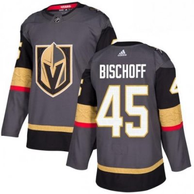 Mens Adidas Vegas Golden Knights 45 Jake Bischoff Premier Gray Home NHL Jersey