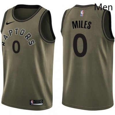 Mens Nike Toronto Raptors 0 CJ Miles Swingman Green Salute to Service NBA Jersey