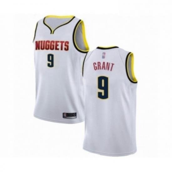 Mens Denver Nuggets 9 Jerami Grant Authentic White Basketball Jersey Association Edition