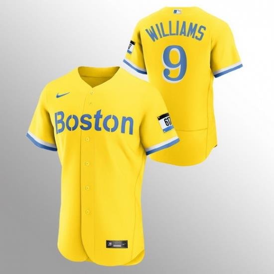 Men Boston Red Sox 9 Ted Williams Men Nike 2021 City Connect Gold Authentic MLB Jersey