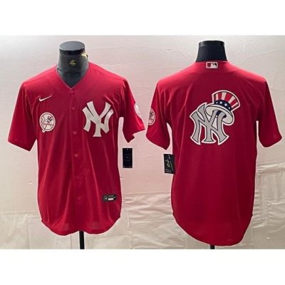 Men NeW York Yankees Big Logo Red Cool Base Stitched Baseball Jersey 6