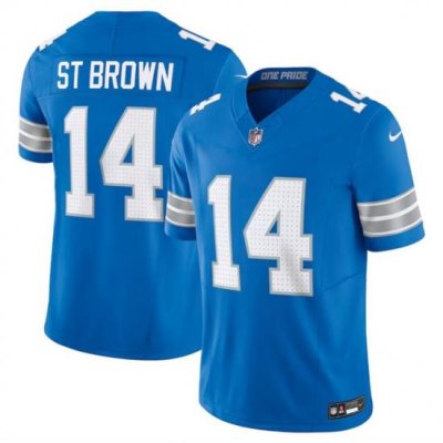 Youth Detroit Lions 14 Amon Ra St  Brown Blue 2024 F U S E  Vapor Limited Stitched Jersey