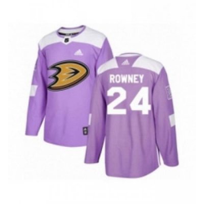 Youth Adidas Anaheim Ducks 24 Carter Rowney Authentic Purple Fights Cancer Practice NHL Jersey