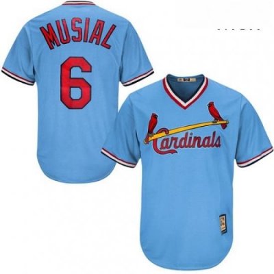 Mens Majestic St Louis Cardinals 6 Stan Musial Authentic Light Blue Cooperstown MLB Jersey