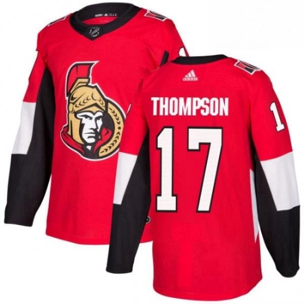 Mens Adidas Ottawa Senators 17 Nate Thompson Authentic Red Home NHL Jersey