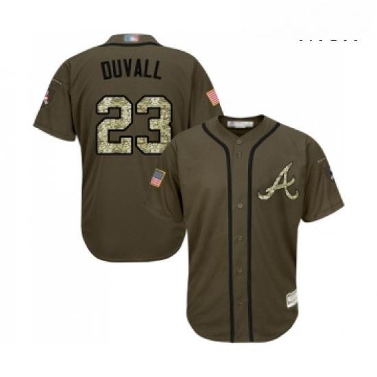 Mens Atlanta Braves 23 Adam Duvall Authentic Green Salute to Service Baseball Jersey